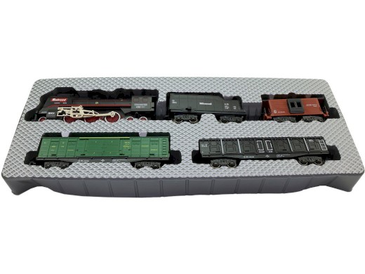 16333 - Vlaková souprava, parní, na baterie, světlo, zvuk, 68 kusů, 151 x 92,5 cm