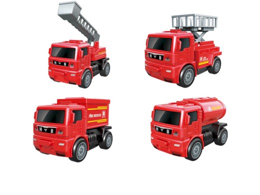 14064 - Robot - hasičská auta, měnící se, na setrvačník, 11,5 x 6,5 x 8,5 cm