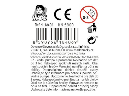 Vodní pumpa se zvířátky, 30 x 4 cm, 24 ks v display boxu