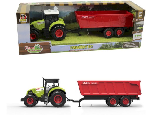 07211 - Traktor s přívěsem, se zvukem a světlem, 12,5 x 34,5 cm