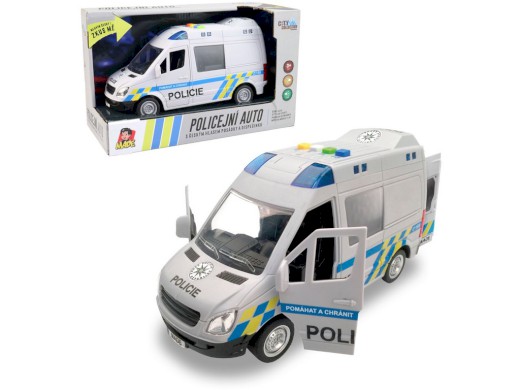MaDe Auto policejní dodávka, na setrvačník s reálným hlasem posádky, 21 cm