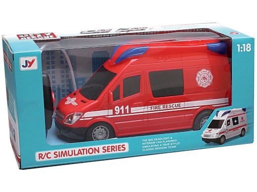 14751 - Auto hasičské na dálkové ovládání, se světlem a zvukem, 21 cm