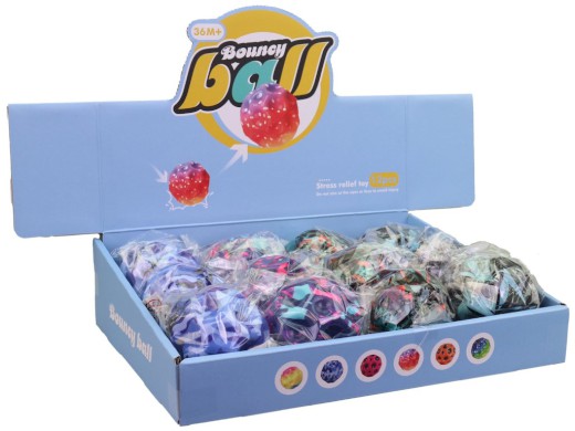 Míček elastický, 12 ks v display boxu, 8 cm