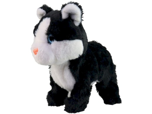 12617 - Kočka Micka na baterie, reaguje na zvuk, černá, 26 cm