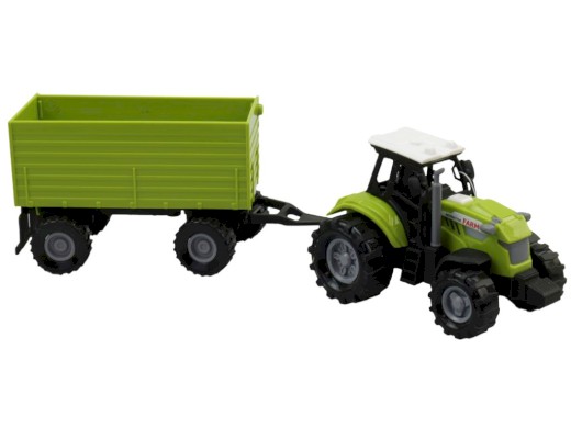 15364 - Traktor s vlečkou, se světlem a zvukem, volná kola, 23,5 x 6 x 6 cm