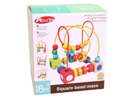 20295 - Dřevěný motorický labyrint, 15 x 15 x 17 cm