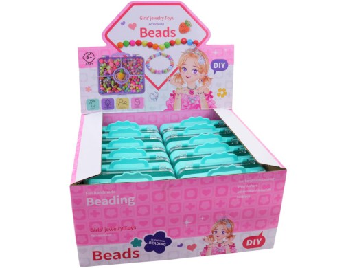 Korálky v kufříku, 12 ks v display boxu, 12 x 11 cm