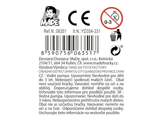 06351 - Vodní pumpa, 24 ks v boxu, 36 x 4 cm
