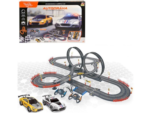 11194 - Autodráha 790 cm ( 155 x 130 x 36 cm ) se dvěma auty, na baterie