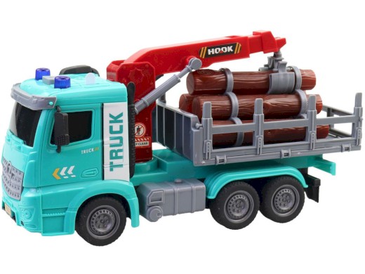 Auto převážející klády, s bateriemi