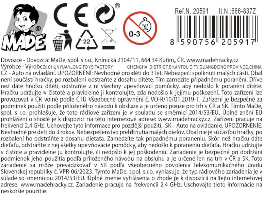 Auto na ovládání, světlo, 23 x 16 x 10 cm