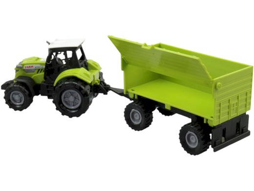 15364 - Traktor s vlečkou, se světlem a zvukem, volná kola, 23,5 x 6 x 6 cm