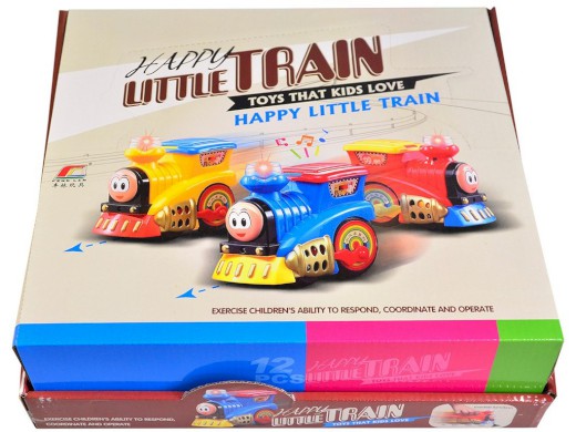 00421 - Lokomotiva na setrvačnik, na baterie se světlem a zvukem, 9 cm, 12 ks v boxu