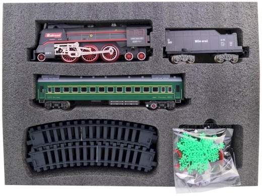 20539 - Vlaková souprava, parní lokomotiva, na baterie, světlo a zvuk, 92 x 92 cm