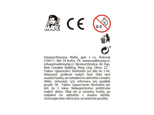 Traktor, 6 ks v display boxu, 20 cm