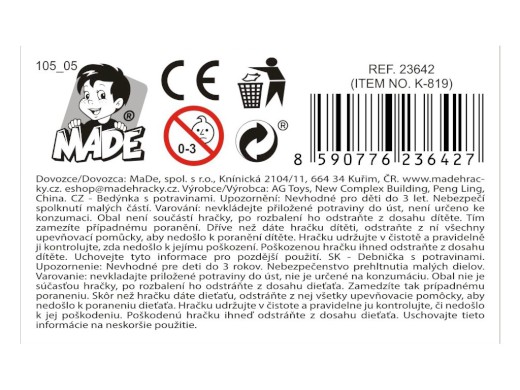 Bedýnka s potravinami, 17 x 6,2 x 15,5cm