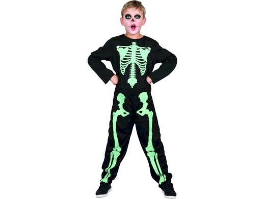 09238 - Šaty na karneval -  kostra svítící ve tmě, 120 - 130cm