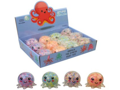 Relaxační chobotnice s světlem, 6cm, 12ks v boxu