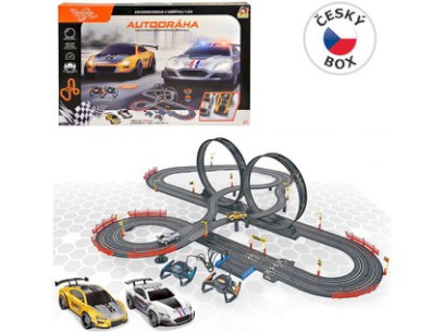 11194 - Autodráha 790 cm ( 155 x 130 x 36 cm ) se dvěma auty, na baterie