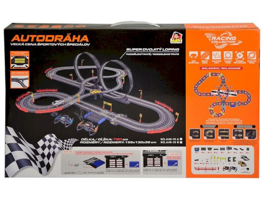 11194 - Autodráha 790 cm ( 155 x 130 x 36 cm ) se dvěma auty, na baterie