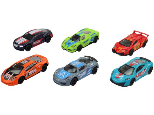 18163 - Auta kovová, zpětný chod, 10,5 x 2,8 x 4,5 cm, 24 ks v display boxu