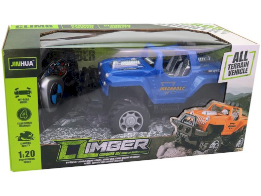 16258 - Auto terénní na dálkové ovládání, světlo, modré 21 cm