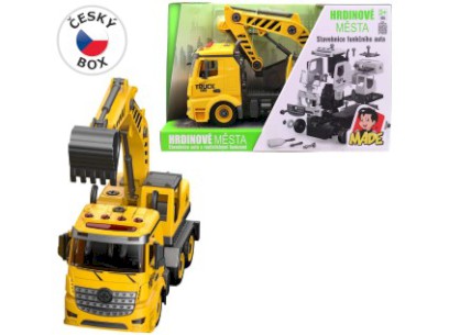 Auto bagr k sestavení, světlo a zvuk, baterie, 32 cm