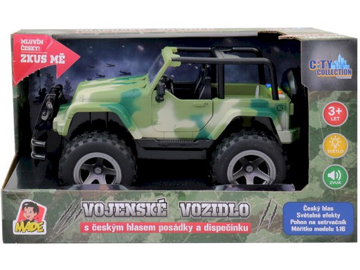 03226 - Jeep vojenský, na setrvačník, s reálným hlasem posádky