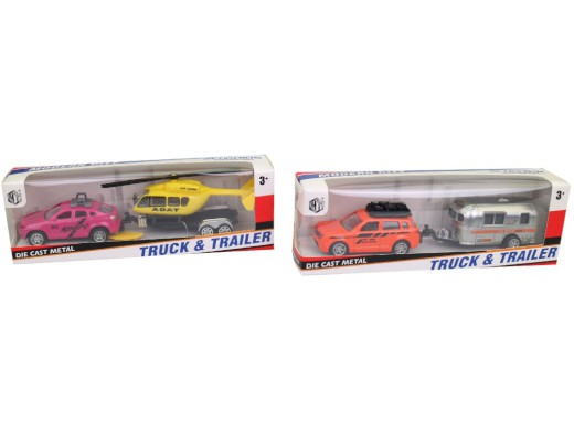 Auto s přívěsem, 16 ks v display boxu, 19 cm