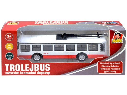09026 - Trolejbus kovový na zpětný chod, 16 cm