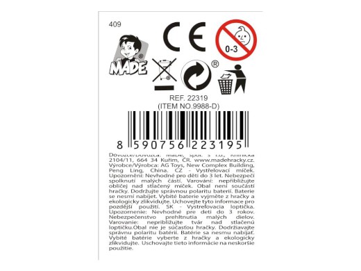 Míč 2 v 1, s hudbou, 6 kusů v display boxu