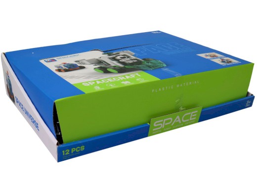 17434 - Vesmírné auto, otvírací dveře, 12 ks v display boxu, na setrvačník, 9,5 x 7,5x 9 cm