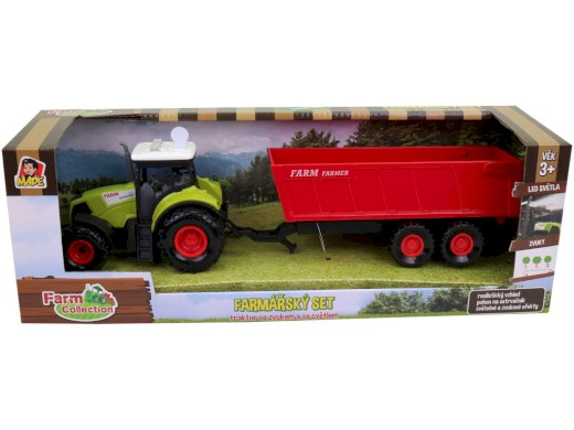 07211 - Traktor s přívěsem, se zvukem a světlem, 12,5 x 34,5 cm