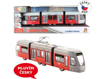 MaDe Tramvaj na setrvačník svítí a mluví česky