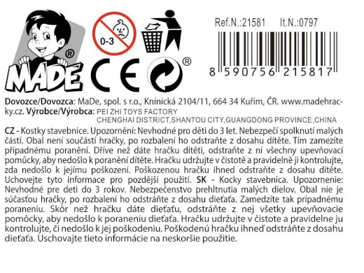 Kostky dopravní prostředky, 16 ks v display boxu