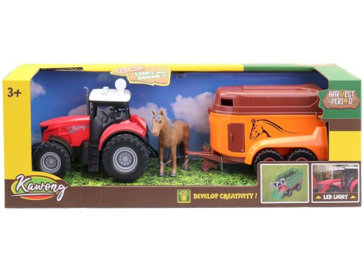 Traktor s přívěse pro převoz koní, na baterie, 15 cm