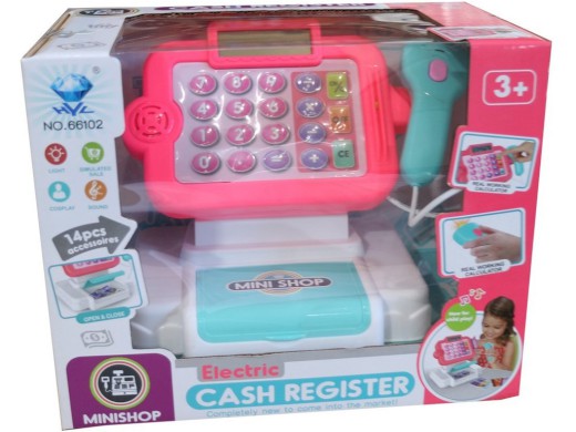 14081 - Pokladna s příslušenstvím, na baterie, 14 dílů, 34 x 20 x 14,5 cm