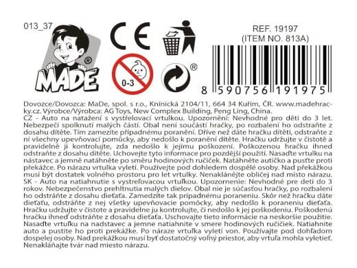 Auto s vystřelující vrtulkou, 10 cm