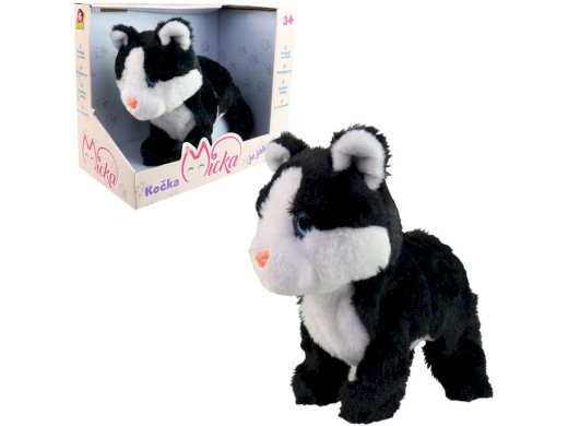 12617 - Kočka Micka na baterie, reaguje na zvuk, černá, 26 cm