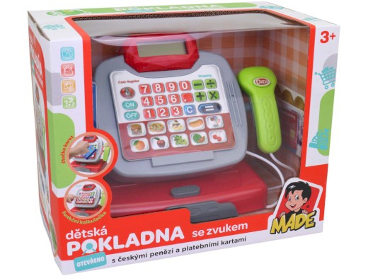 01784 - Pokladna na baterie, český design, 20 cm