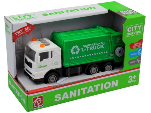 15192 - Auto popelářské na setrvačník, na baterie, se světlem a zvukem, 16 x 5,5 x 6,5 cm