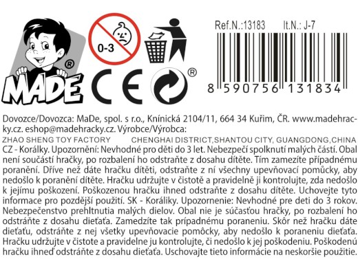 13183 - Korálky dřevěné, na kartě, 25 x 28 cm