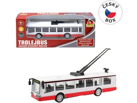 09026 - Trolejbus kovový na zpětný chod, 16 cm