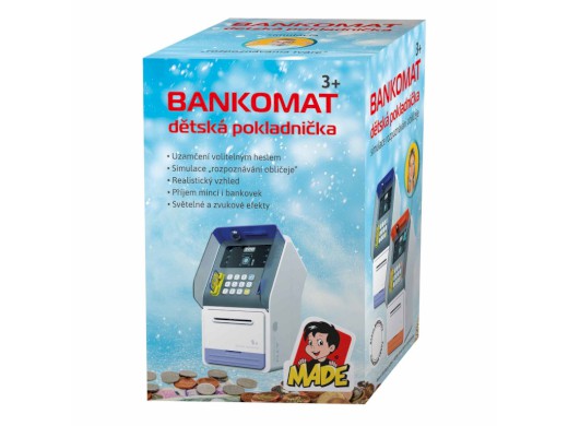 Dětská pokladnička bankomat s rozpoznáním obličeje