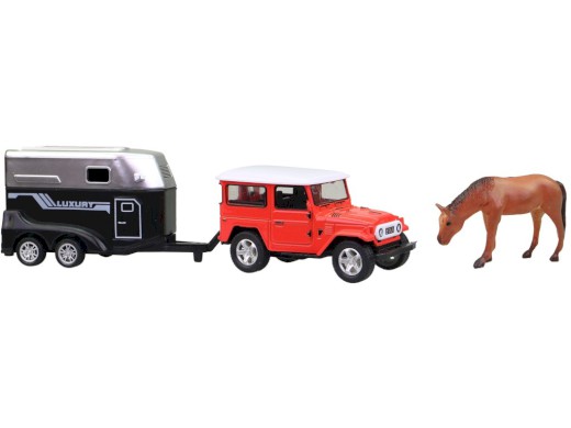 Auto s přívěsem a zvířátkem, 25 cm