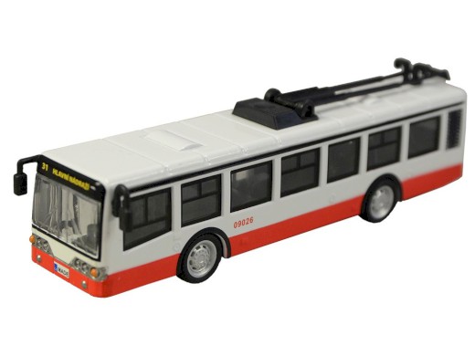 09026 - Trolejbus kovový na zpětný chod, 16 cm