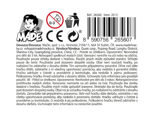 Pistole se střelkami, 12 ks v display boxu