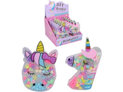 15992 - Korálky v boxu jednorožce, 15 x 10 cm