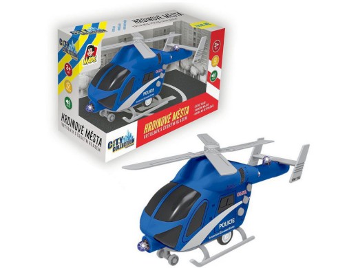 07633 - MADE Vrtulník policejní na setrvačník, na baterie se světlem a zvukem, 20 cm
