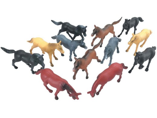 07551 - Zvířátka v tubě - koně, 6 - 8 cm, mobilní aplikace pro zobrazení zvířátek, 12 ks